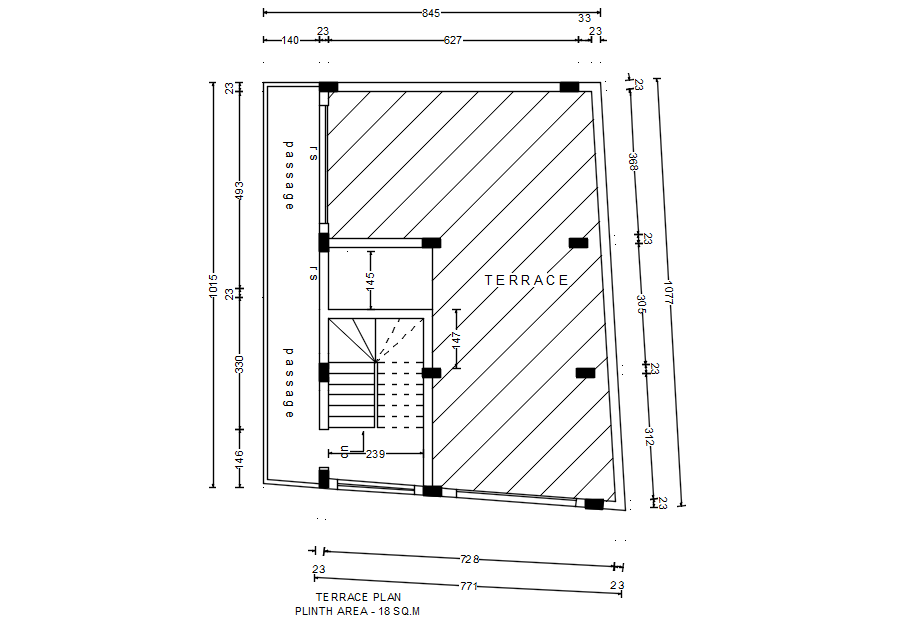 Terrace plan with detail AutoCAD drawing, dwg file, CAD file