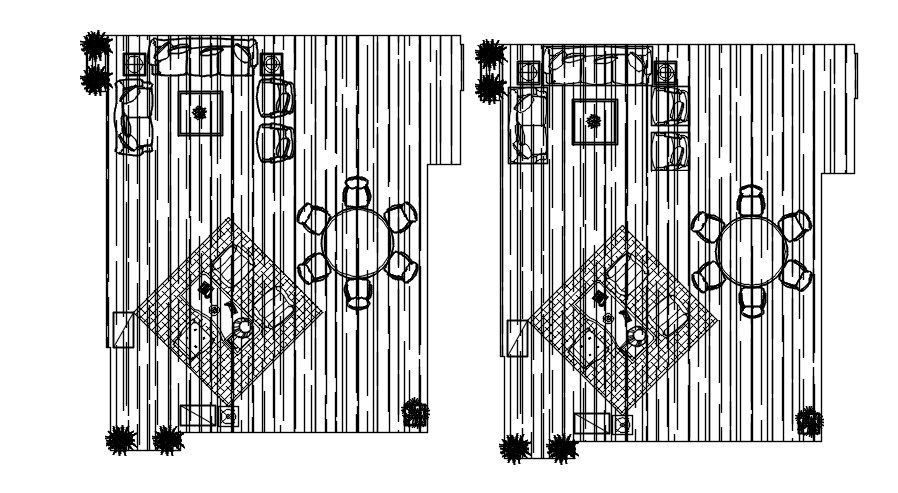 Terrace seating design in AutoCAD 2D drawing, dwg file, CAD file