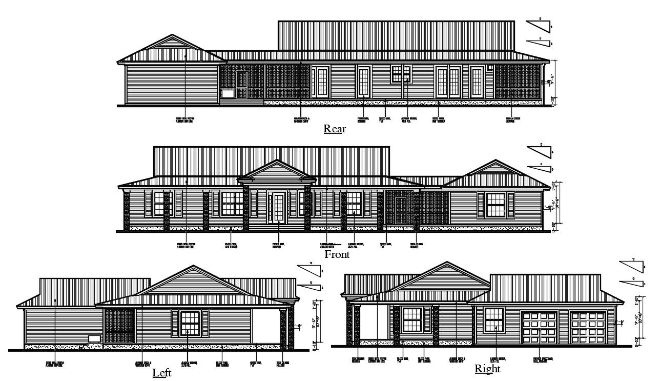 Thailand House Elevation Design DWG File