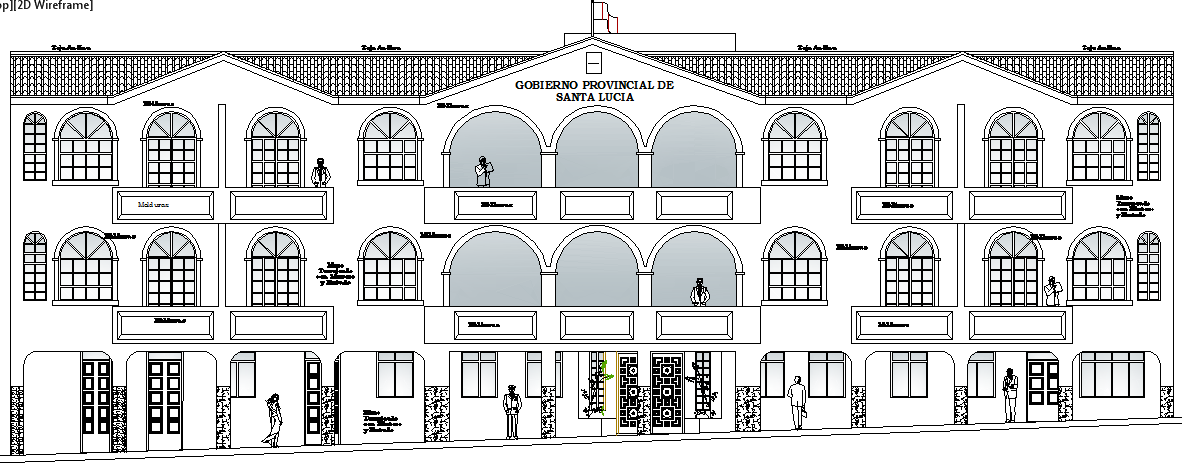 The Architecture Design of City Hall Elevation dwg file