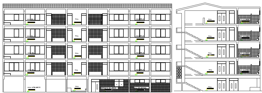 The Architecture Design of College Elevation Details dwg file
