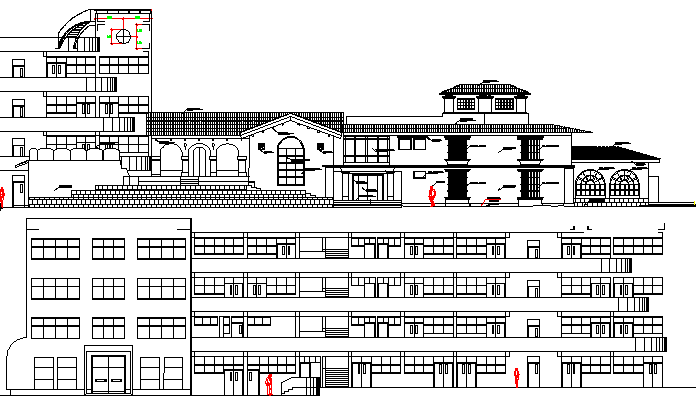 The Architecture Design of College Elevation Details dwg file