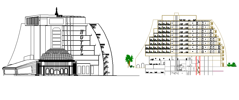 The Architecture Design of Hotel Design dwg file