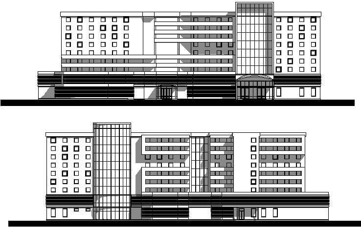 The Architecture Design of Hotel Elevation dwg file