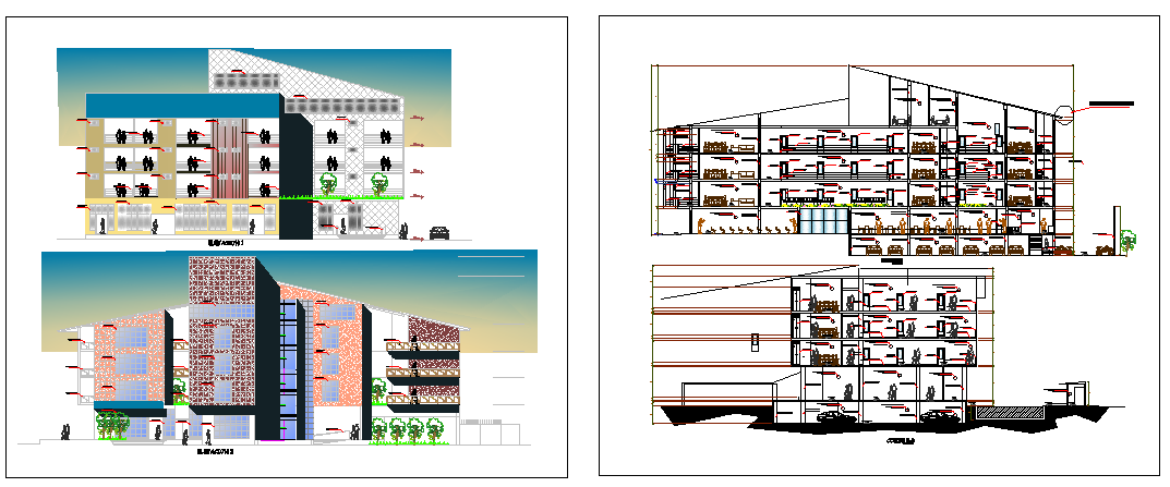 The Architecture Design of Hotel Elevation dwg file