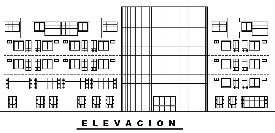 The Architecture Design of Hotel Elevation dwg file