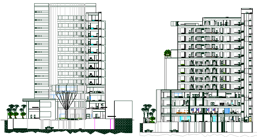 The Architecture Design of Hotel Elevation dwg file