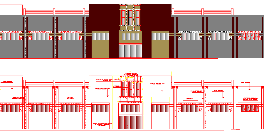 The Architecture Design of Super Market Elevation dwg file