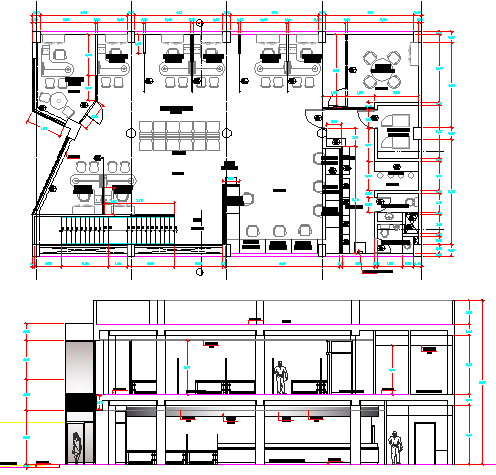 The Architecture Layout of Bank Branch Elevation dwg file