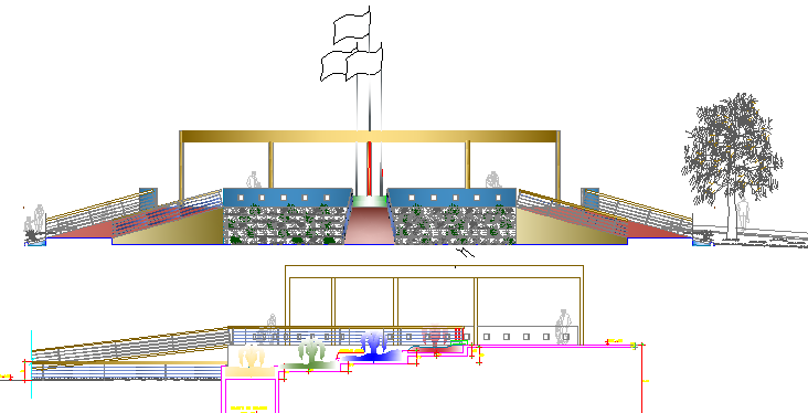 The Architecture Layout of Government Museum Elevation dwg file