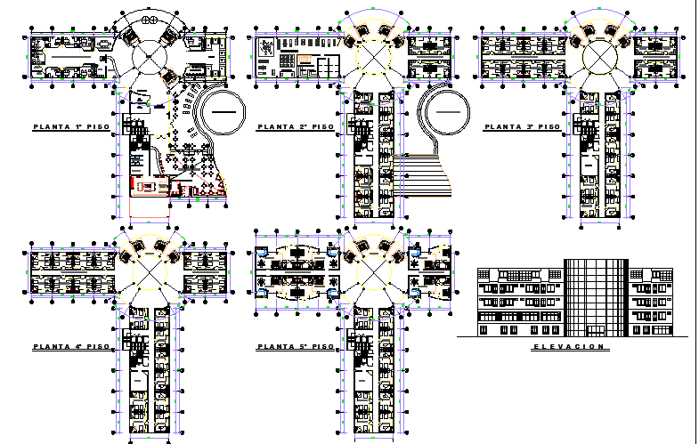 The Architecture Layout of Hotel with Plan and Elevation dwg file