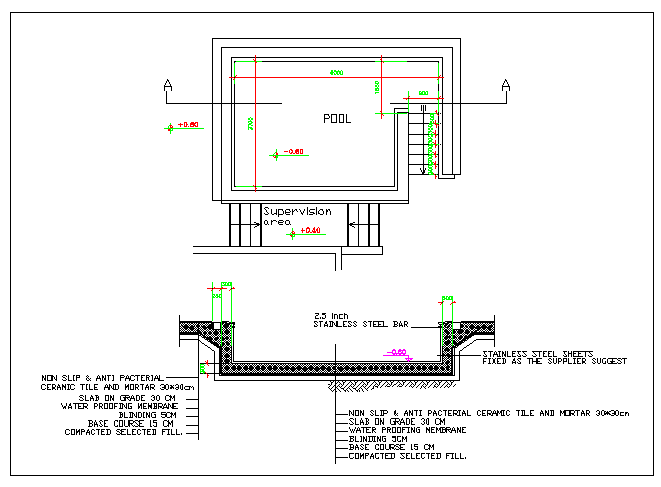 The Architecture Layout of Swimming Pool dwg file