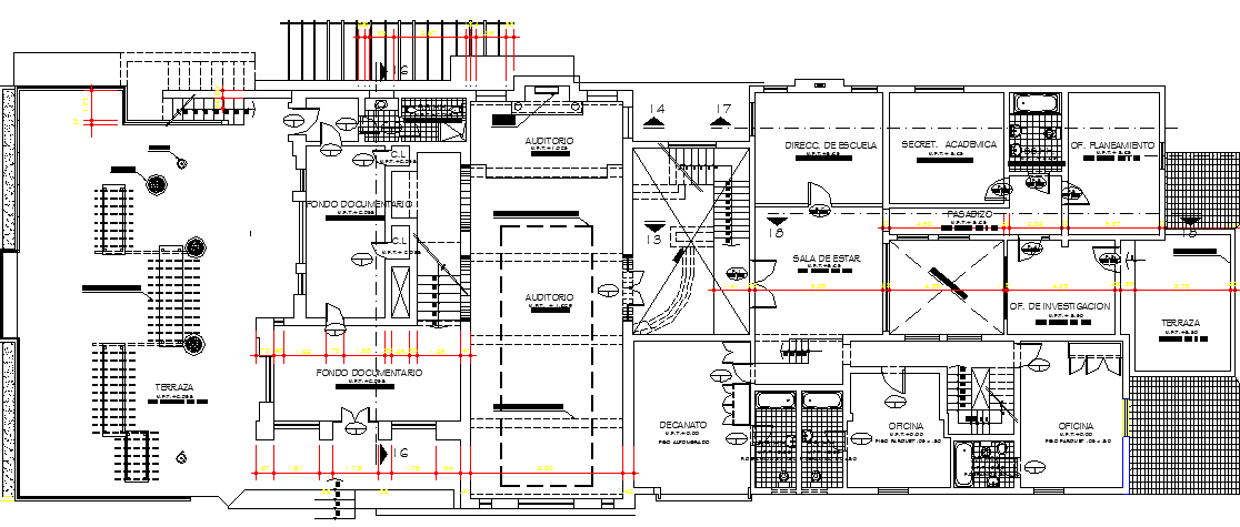 The Architecture Layout of University Structure Details dwg file