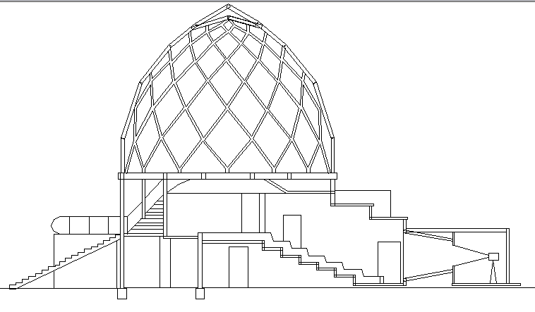 The Architecture Plan of Glass Pavilion Elevation dwg file