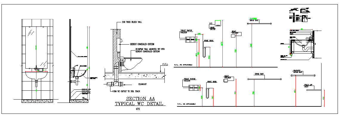Toilet Section plan dwg file