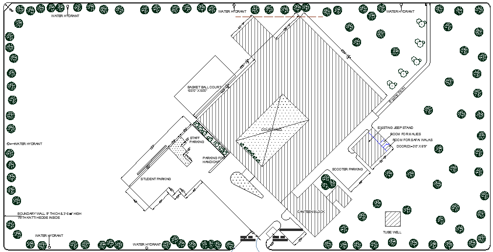 The Architecture Site Plan of Collage Elevation dwg file