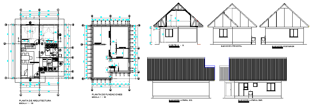 The Architecture View of House Design and Elevation dwg file