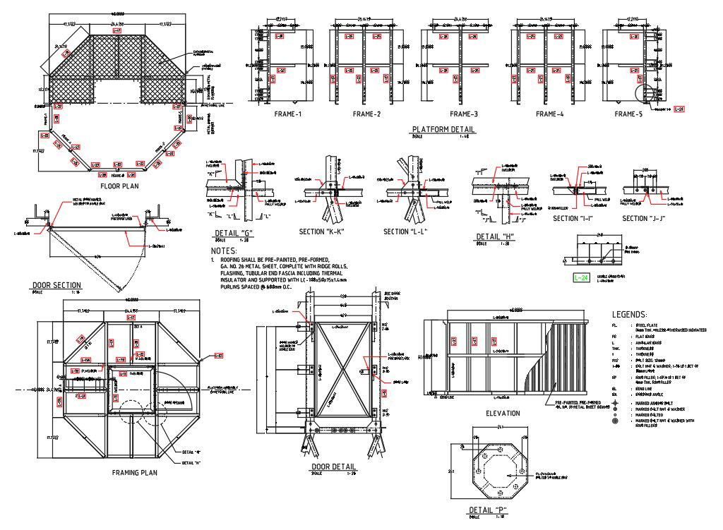 The AutoCAD DWG 2D file shows the Details of the Sentry tower floor plan and section detailed diagram are available.Download now.