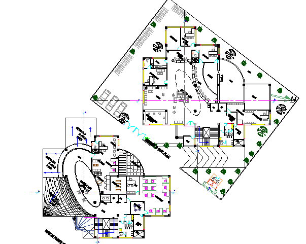 The architecture layout plan details of bank building dwg file