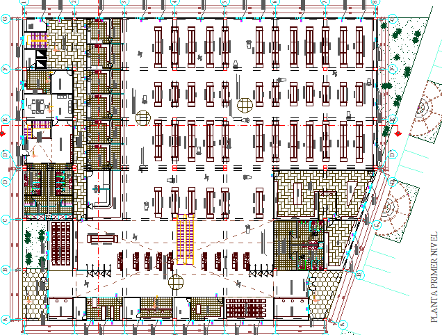 The architecture layout plan details of shopping center dwg file