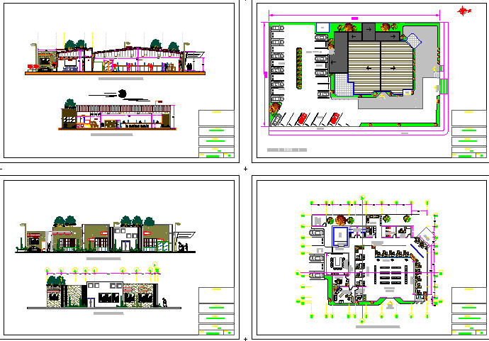 The architecture project details of multi-level bank office dwg file