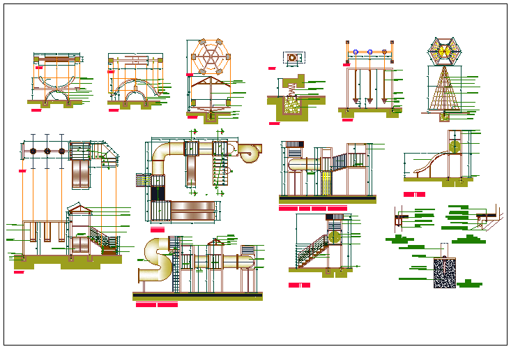The architecture project details of play ground dwg file