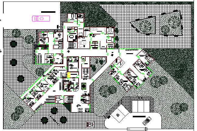 The architecture project of city hospital dwg file
