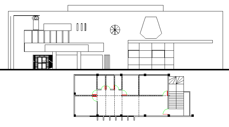 The architecture project of corporate office building dwg file
