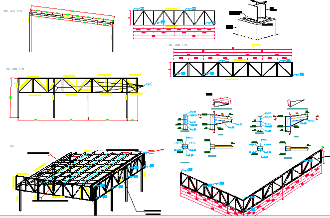The architecture project of industrial warehouse dwg file