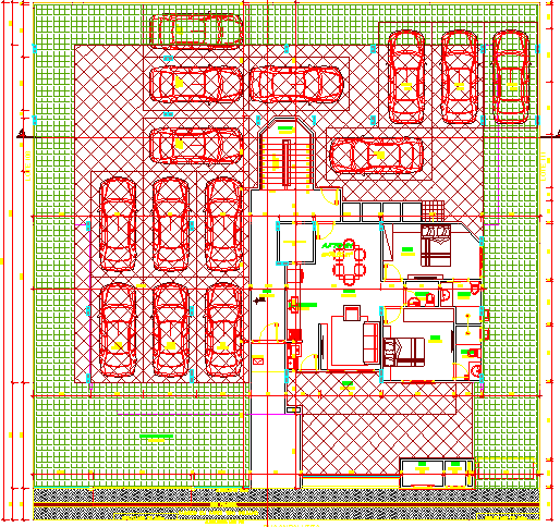 The architecture project of single family bungalow design dwg file
