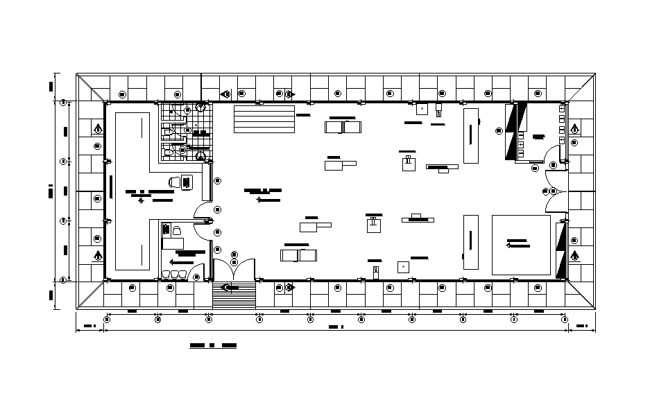 The commercial office building floor plan drawing separated in this file. Download this 2d autocad drawing file.