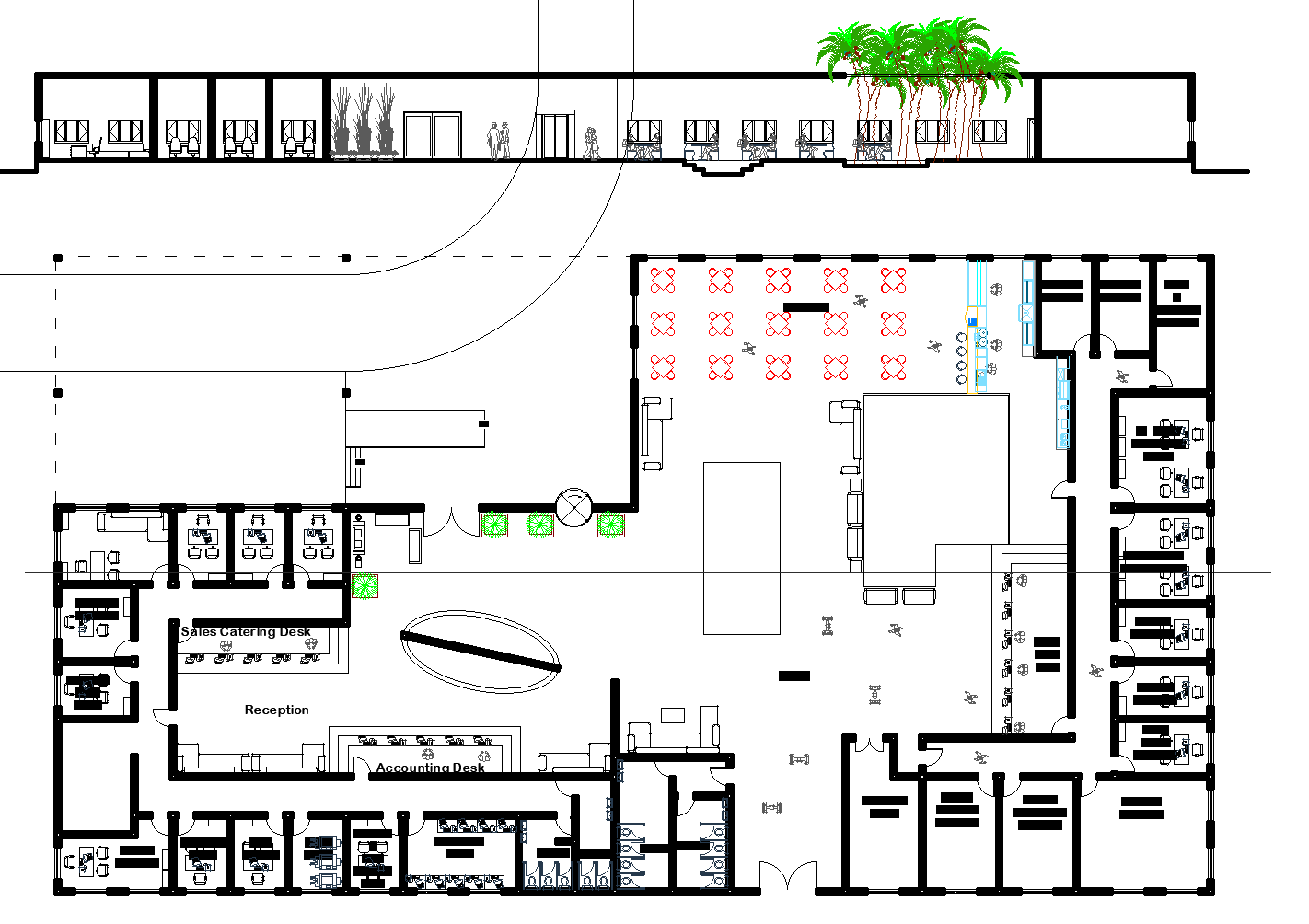 The layout of the urban market plan detail dwg file.