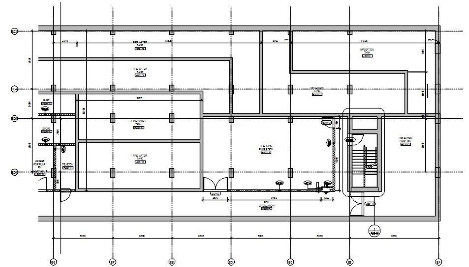 The 2D CAD Drawing showing the details of the Hotel basement floor plan design. Download the AutoCAD 2D DWG file.