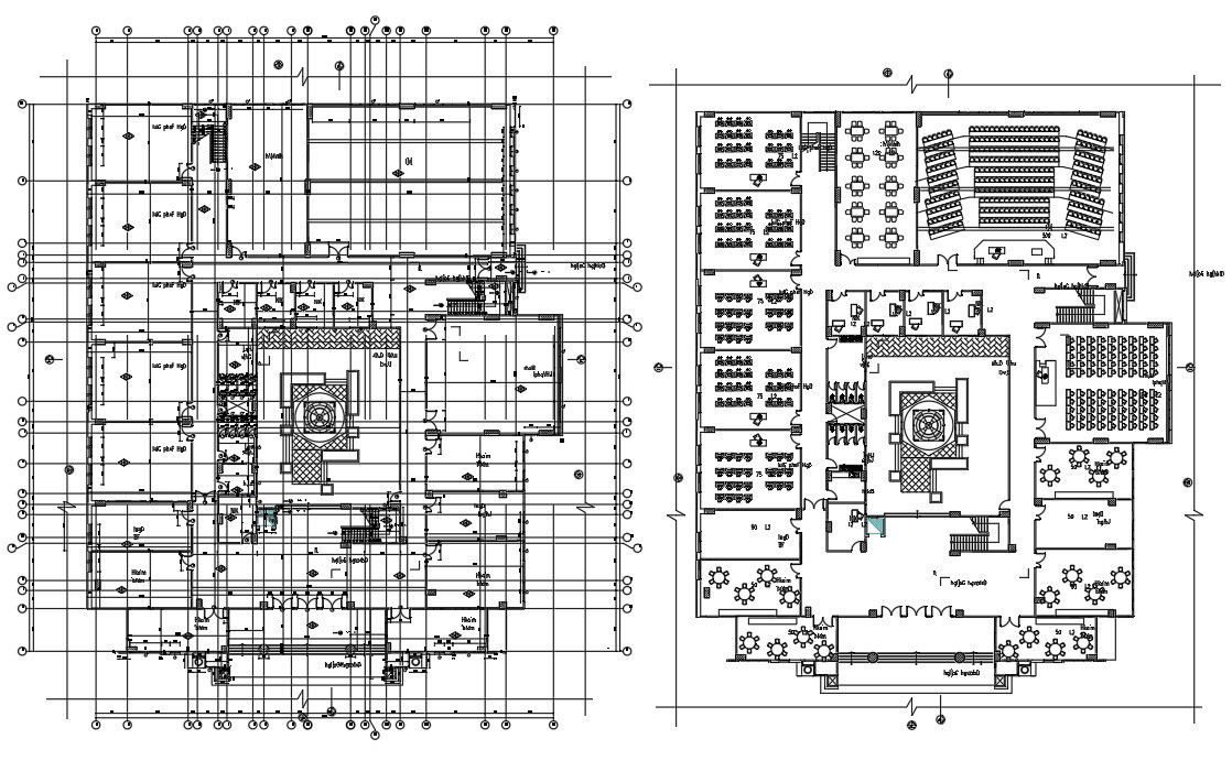 The 2D Cad Drawing file of the college building floor plan with furniture and section details are available. Download the AutoCAD 2D DWG file.