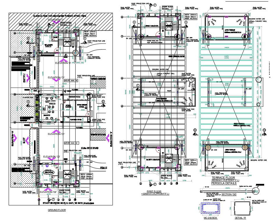 The 2D DWG drawing of the factory building section details. Download the AutoCAD DWG file.
