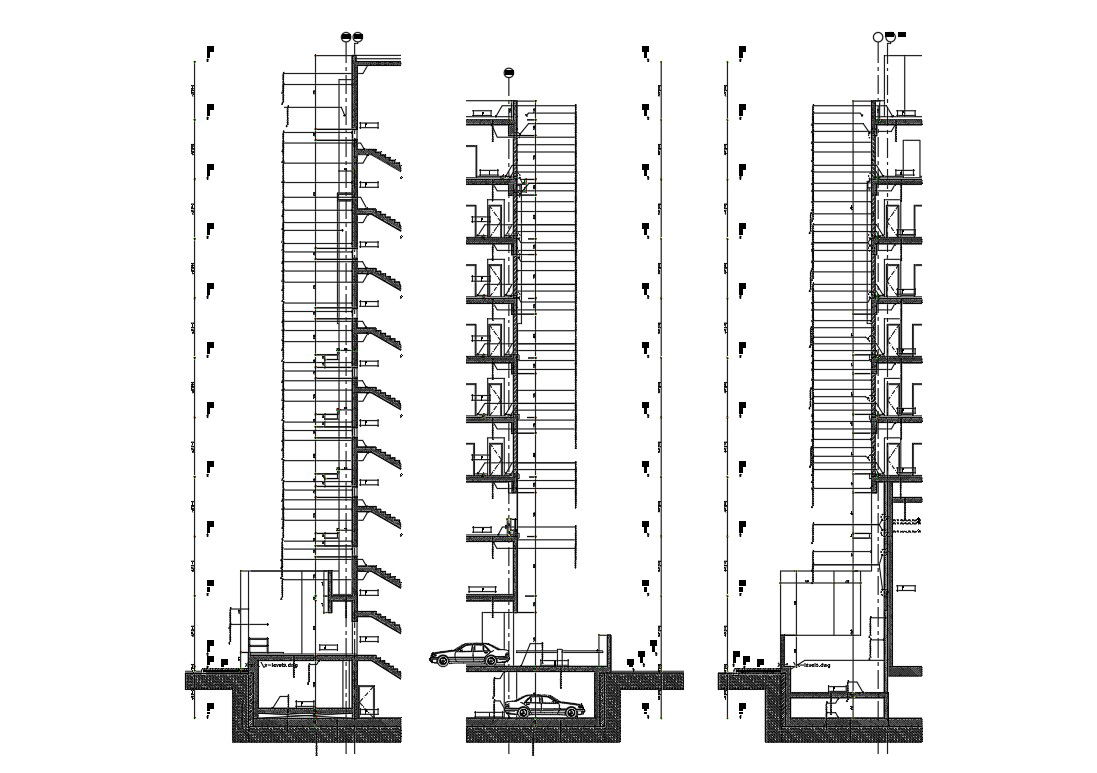 The Architectural wall section of the G+9 office Building Autocad Drawing is available.Download the AutoCAD DWG file.