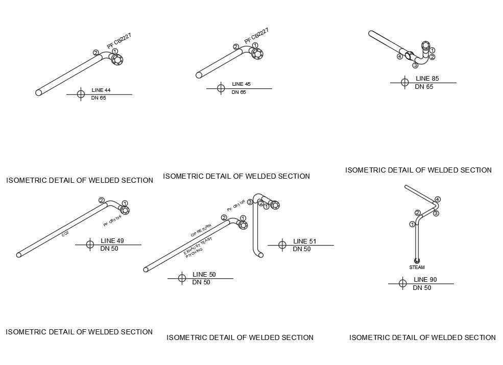 The AutoCAD DWG drawing file gives the Details of Butt Weld Isometric Section. .Download the CAD DWG file.
