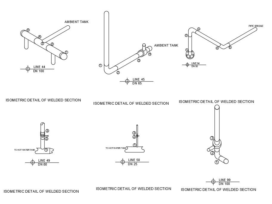 The AutoCAD DWG drawing file having the details of Isometric view of welded section. Download the 2D DWG file.