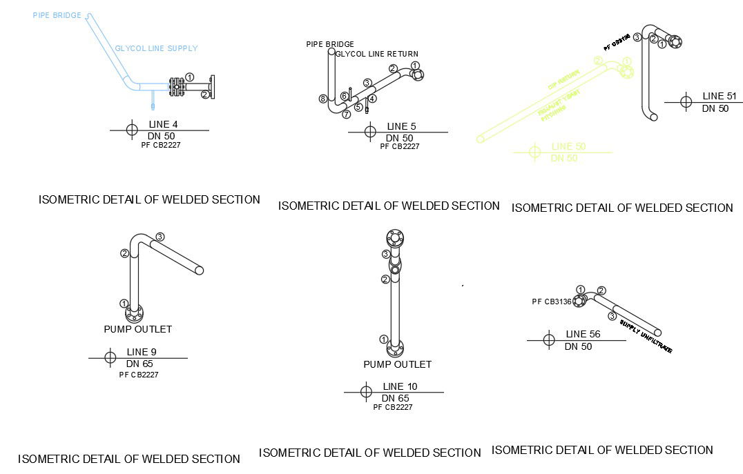 The AutoCAD DWG drawing file having the details of Isometric view of welded section. Download the Autocad file.