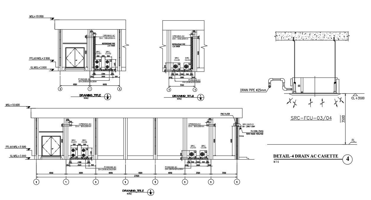 The AutoCAD DWG drawing file of the drain AC cassette section details. Download the AutoCAD DWG file.