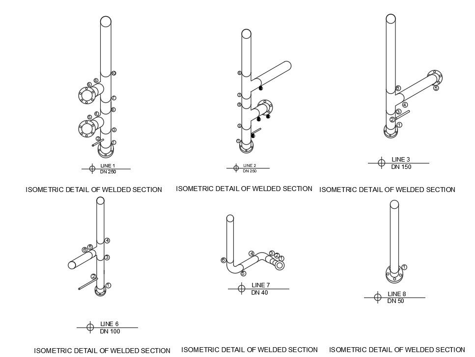 The AutoCAD DWG drawing file shows the details of the Isometric view of welded section. Download the autocad 2D DWG drawing file.