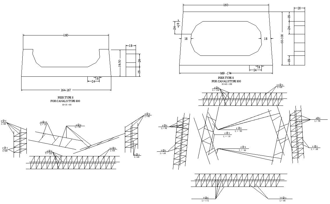 The AutoCAD Drawing file of the section details of the flume cross-section design. Download the AutoCAD DWG file.