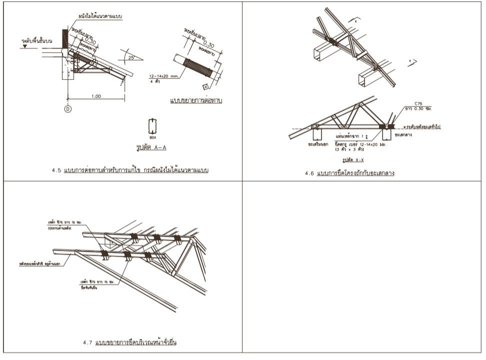 The AutoCAD drawing file is given the details of the three types of roof truss panel detailed section plan.Download the DWG file.