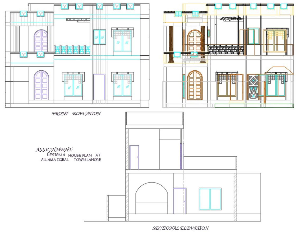 The AutoCAD drawing file shows the details of the Front and sectional Elevation Diagram.Download the DWG file.