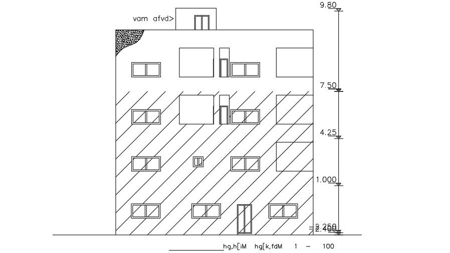 The Back Elevation Of The 14x14 Meter House Building
