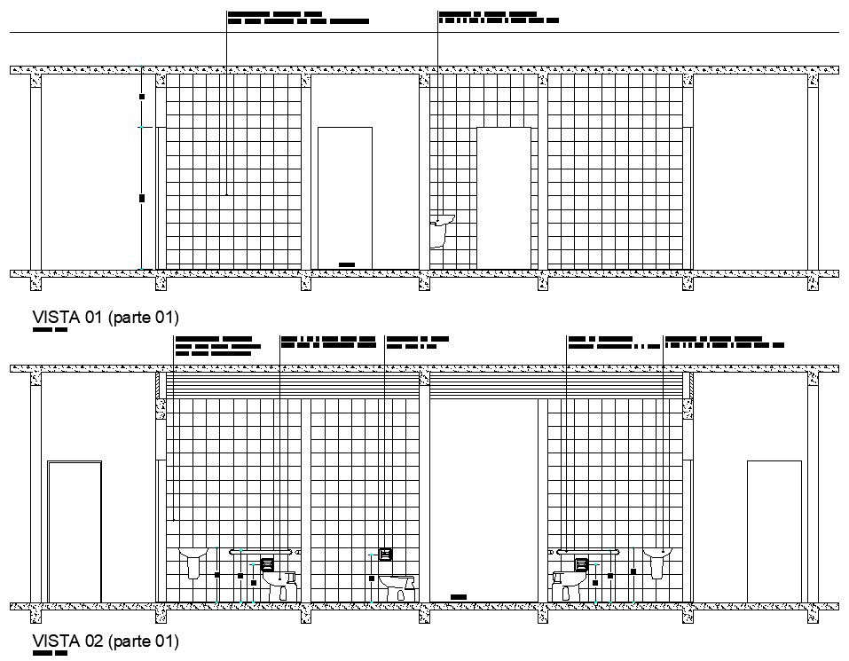 The CAD DWG file having the details of the Toilet side elevation.download the AutoCAD DWG file.