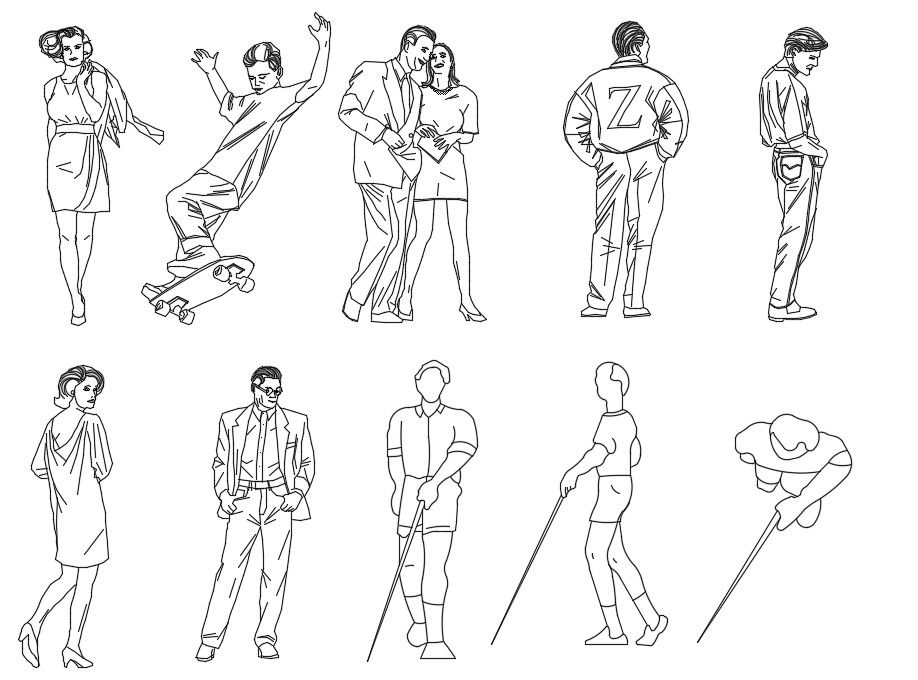 The CAD DWG file of the different styles of people blocks design.Download this AutoCAD drawing file.