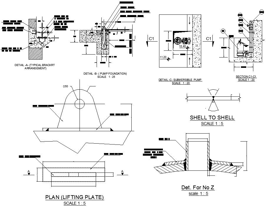 The CAD Drawing file of the lifting plate plan section details.Download the AutoCAD DWG file.