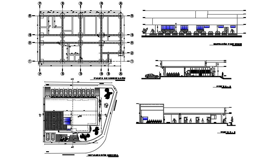 The Column Layout Of The 50x40 Meter School Plan