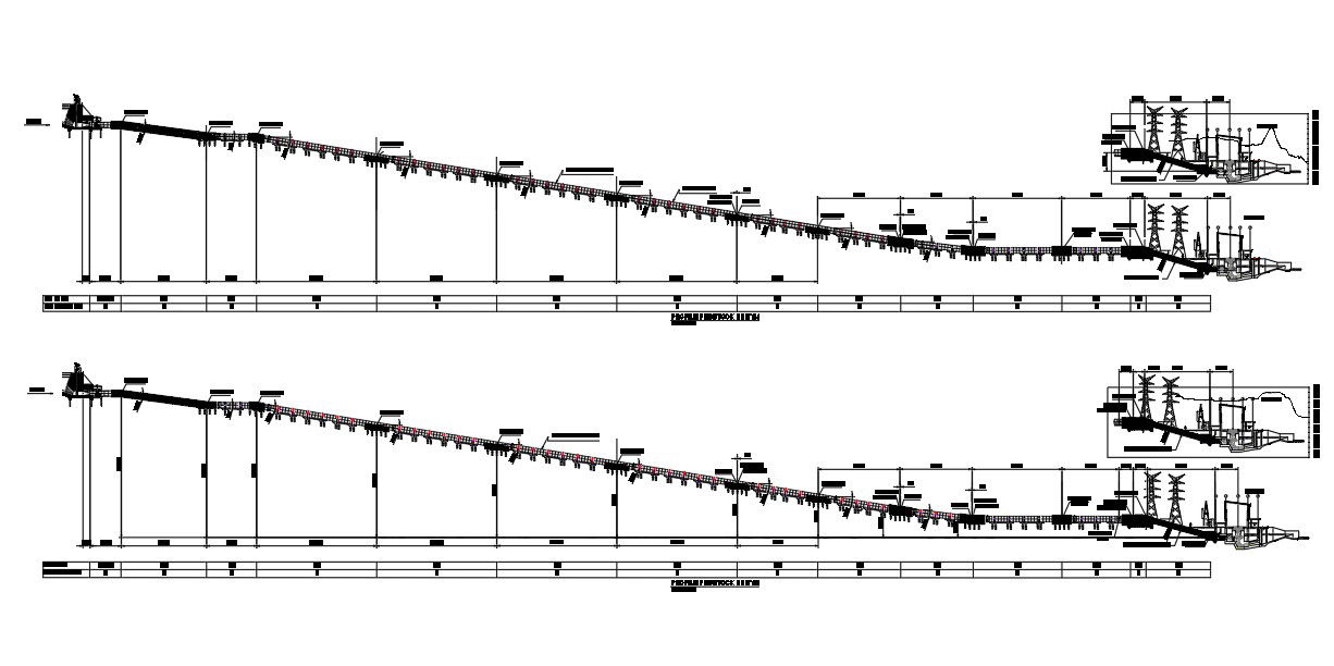 The DWG drawing file of the penstock unit section details. Download the AutoCAD DWG file.